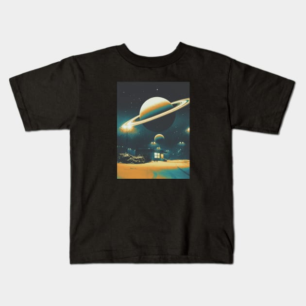 Rainy Nights - Retro Space Kids T-Shirt by jessgaspar